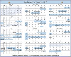 2019 Shasta Calendar_months:web – Shasta Abbey Buddhist Monastery